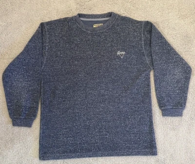 Винтажная женская толстовка 90-х Guess XL синяя с круглым вырезом вышитая сделано в США - Изображение 1 из 4