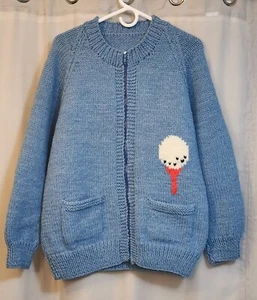 Rare Vintage Golf Golfer Fore Knit Cowichan Shawl Men's Grandpa Sweater Size L - Picture 1 of 7