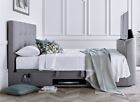 Walkworth Super King Size Ottoman Storage & Speakers TV Bed - Marbella Grey