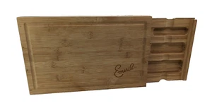 EMERIL Bamboo Wood Cutting Chopping Board w/ 3 Cutlery Knives Slots Drawer Box - Picture 1 of 9