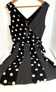 INC Womens Black Polka Dot Front Wrap Garden Party Dress Sz8 NWT - Picture 1 of 7