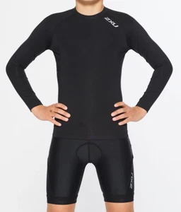2xu Youth Compression Long Sleeve Top - Black/Silver - Picture 1 of 7