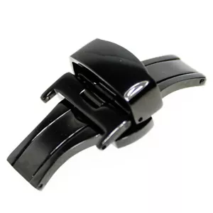 Black Butterfly Deployment Clasp Buckle For Watch Strap Band Push Button 10~24MM - Picture 1 of 3