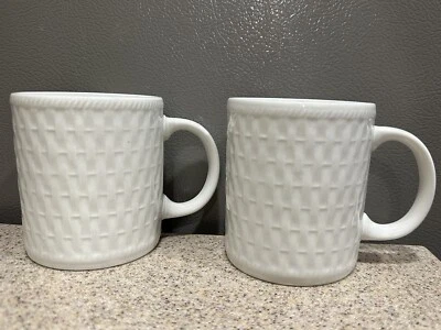 2 tazas de café Oneida de mimbre blanco tejido de cerámica taza de té gres usadas en excelente estado Foto 1 de 4
