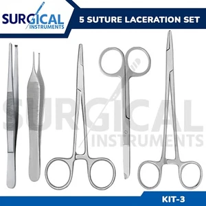 5 Pieces Suture Scissor Forceps Hemostats Needle Holders Laceration Set (Kit-3) - Picture 1 of 4