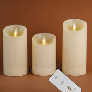 Luminara Flameless Unscented Wax Candles with Remote Moving Flame Ivory 3 in - Picture 1 of 37