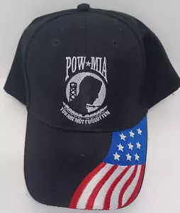 Cinturino regolabile berretto da baseball bandiera POW-MIA ""You Are Not Forgotten"". Nero - Foto 1 di 14