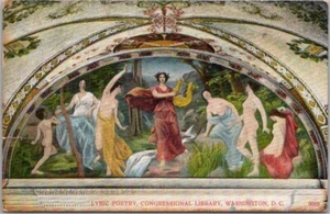 Vista mural postal de Washington DC 1908 "Poesía lírica, biblioteca del Congreso" - Imagen 1 de 2
