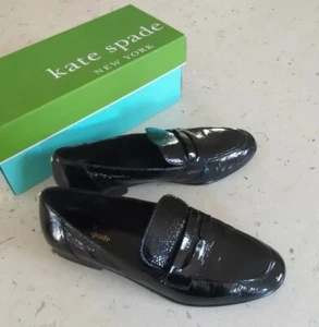 Kate Spade New York BLACK CRINKLE PATENT Women's Genevieve Loafer, US 8 M - Picture 1 of 13