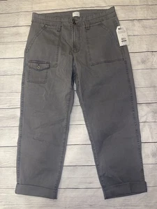Women’s 12 Time And Tru Gray Tapered Cropped Pants NWT  - Picture 1 of 3