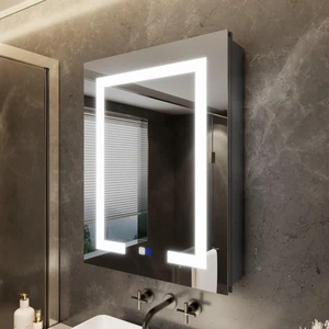 ComfyStyle Armadietto Medicinali Bagno Illuminato 20 x 26 LED con Specchio, Nero - Foto 1 di 9
