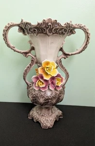 Vintage 1940er Capodimonte handgefertigte Keramik Blumenvase, 17,5" hoch, Italien - Bild 1 von 14