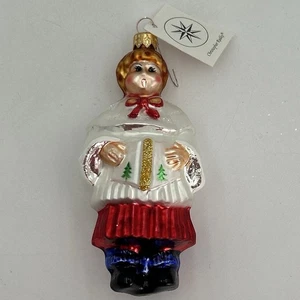 Christopher Radko 1995 Ornamento Cantoler in Vetro Polacco con Etichetta Natale - Foto 1 di 7