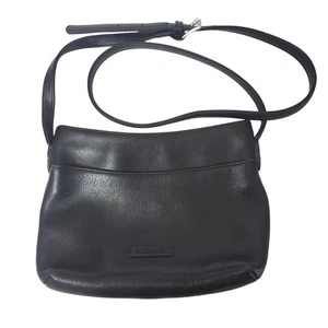 Liz Claiborne Leather Co. Black Crossbody Bag Adjustable Strap Silver Buckle - Picture 1 of 9