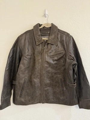 Eddie Bauer Men's Buffalo Leather Jacket Xl Full Zip Brown - Image 1 of 4