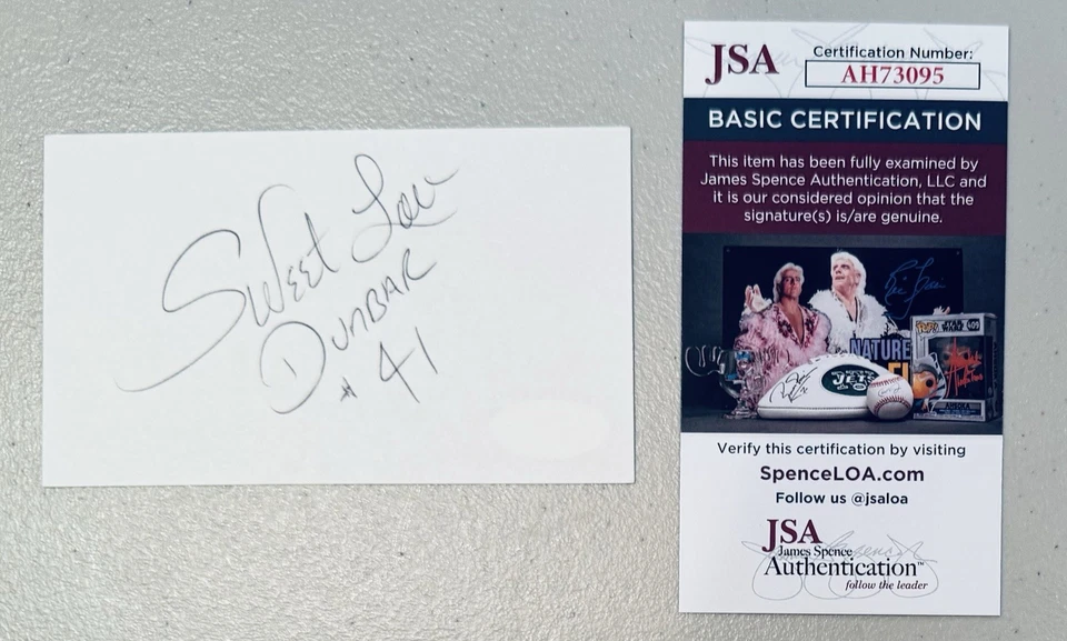 Sweet Lou Dunbar Signed Autographed 3x5 Card JSA Cert Harlem Globetrotters - Image 1 of 1