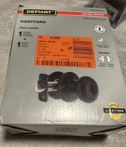 Combo de manija de puerta de un solo cilindro negro mate Hartford Defiant 32BGX9D1B - Imagen 1 de 3