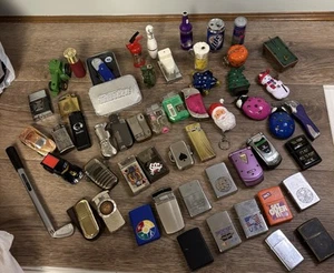 Lot of 54 Lighters- 10Zippos, novelty. santa, pool table, beer, tractor, truck - Picture 1 of 8