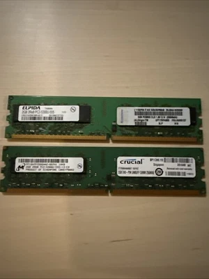 Barrette Mémoire Crucial Et Elpida 2GB 2Rx8 PC2-5300U-555 2x2go - Photo 1/2
