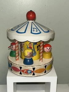 Vintage 1963 Fisher Price Musical Merry Go Round dreht Holzspielzeug Karussell - Bild 1 von 3