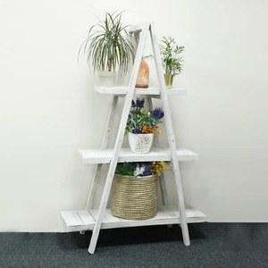 Folding A Frame Display Shelving Unit - Whitewash Storage Planter Ornament - Photo 1/3