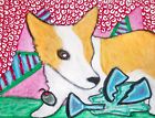 Pembroke Welsh Corgi Art Print 5x7 Dog Collectible by Artist KSams Vintage Style