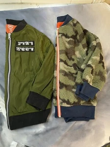 LOT OF 2 Wonder Nation Bomber Jacket and Teddy Jacket Boys Olive and Camo XS 4/5 - Picture 1 of 6