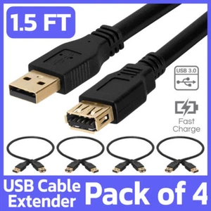 4 Stück USB Verlängerungskabel 1,5 Fuß USB Kabel Verlängerungskabel SuperSpeed USB 3.0 - Bild 1 von 4
