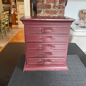 Cómoda de mesa pequeña de 5 cajones de metal estañado de acero pintado de 10,5" moderna vintage USADA - Imagen 1 de 11