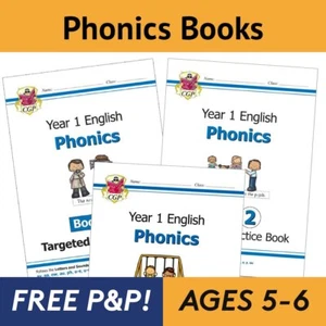 Jahr 1 Phonics Arbeitsbücher für 2024 - Bücherpaket - Alter 5-6 mit Antworten CGP NEU - Bild 1 von 12