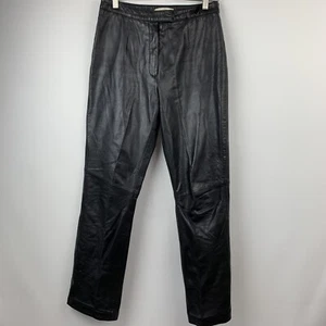 Vintage High Waist Black Leather Pants Motorcycle Amanda Smith Size 8 (6) - Picture 1 of 7