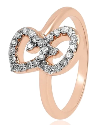 0.54ct Natural round diamond 14k solid Rose gold cluster wedding heart Ring - Image 1 of 4