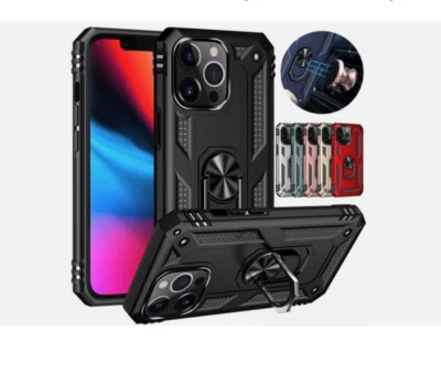 For iPhone 16 15 14 13 12 Pro Max Shockproof Rugged Ring Stand Armor Case Cover - Image 1 of 4