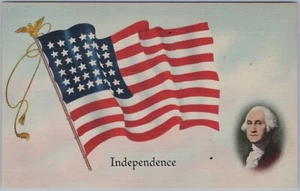 Postal de lino Independence American Flag George Washington - Imagen 1 de 2