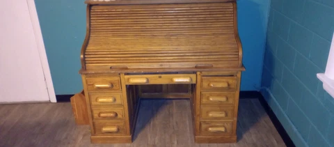 54" Antique Roll Top Solid Oak Desk (Canton IL) Cover