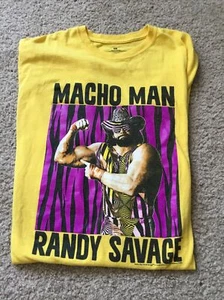 WWE Wrestling Macho Man Randy Savage Flex T Shirt Men's Size Extra Large Yellow - Picture 1 of 6