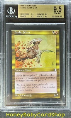 MTG Stronghold 1998 Acidic Sliver BGS 9.5Q (TRUE QUAD) GEM MINT Iconic Staple - Image 1 of 4