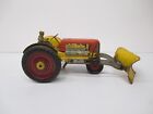 Vtg Marx Pressed Steel & Tin Litho Farm Tractor Toy W/ Driver & V-Shaped Plow