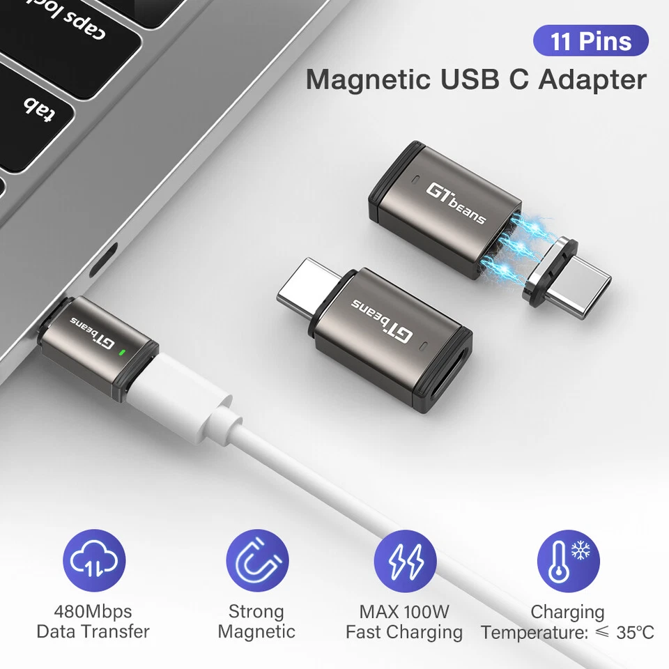 100W Magnetic Fast Charging Type C to USB C Adapter Connector Support PD Charger - image 1 of 4