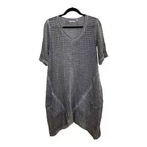 Túnica Top Arrugada Suave Circundantes Lione Talla XS Gris Lavado Dobladillo Mordida de Tiburón Usado en Excelente Condición - Imagen 1 de 5