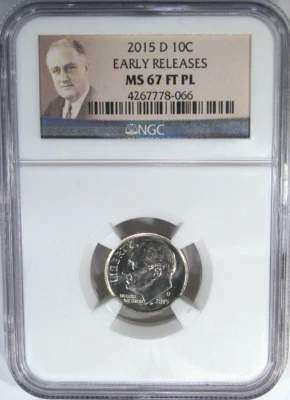 2015-D 10C NGC MS67FT PL NICE PROOFLIKE EARLY RELEASES DIME! - Image 1 of 4