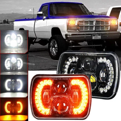 2x For Dodge W150/250 For Ramcharger D100/150/250/350 5x7 7x6 LED Headlights DRL - Image 1 of 4