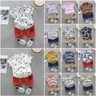 Toddler Kids Baby Boy Short Sleeve Crown Pattern Shirt Tops+ Denim Pants Set