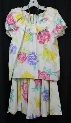 Vtg Square Dance Outfit Full Circle Skirt Sweep Shirt Twirl Floral Rockabilly SM - Image 1 of 4
