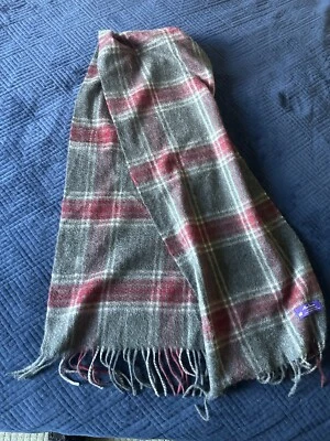 Bufanda con flecos a rayas 100 % cachemir azul rojo negro gris Alan River 62X12 Foto 1 de 3