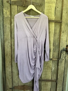 Bump Biddy Kleid Umstandskleid helllila drapiert Jersey Maxi V-Ausschnitt Langarm 1X - Bild 1 von 8