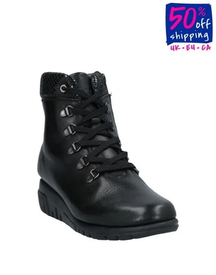 RRP€109 THE FLEXX Leather Ankle Boots US6 UK4 EU37 Black Logo Hidden Wedge Heel - Image 1 of 4