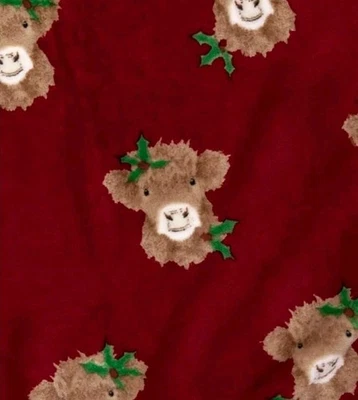 CHRISTMAS RED HIGHLAND COW THROW BLANKET SUPERSOFT 120x150cm New - Image 1 of 3