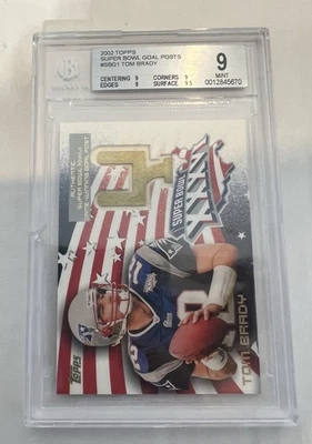 2002 TOPPS TOM BRADY SUPER BOWL XXXVI GAME-WINNING GOAL POST #SBG1 BGS 9 - Image 1 of 4