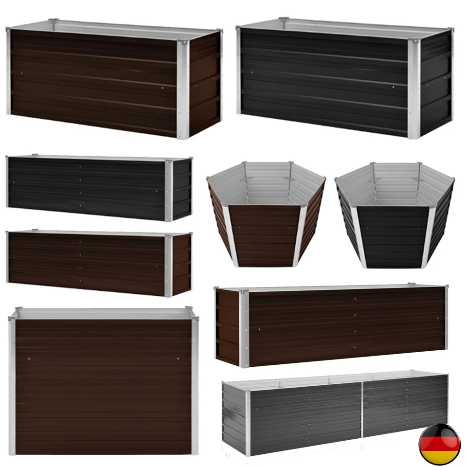 Hochbeet Verzinkter Stahl Gemüsebeet Pflanzbeet GartenBlumenbeet Braun/Anthrazit - Bild 1 von 1